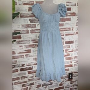 Chic Light Blue Midi Dress